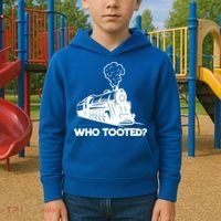 Who Tooted Funny Train Lovers & Railroad Model Trains Kids Hoodie thumb 2