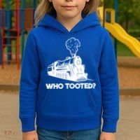 Who Tooted Funny Train Lovers & Railroad Model Trains Kids Hoodie thumb 3