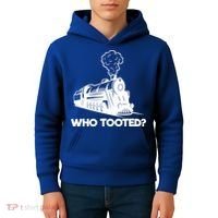 Who Tooted Funny Train Lovers & Railroad Model Trains Kids Hoodie thumb 4