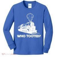 Who Tooted Funny Train Lovers & Railroad Model Trains Kids Long Sleeve Shirt thumb 0