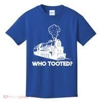Who Tooted Funny Train Lovers & Railroad Model Trains Kids T-Shirt thumb 0