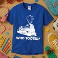 Who Tooted Funny Train Lovers & Railroad Model Trains Kids T-Shirt thumb 3