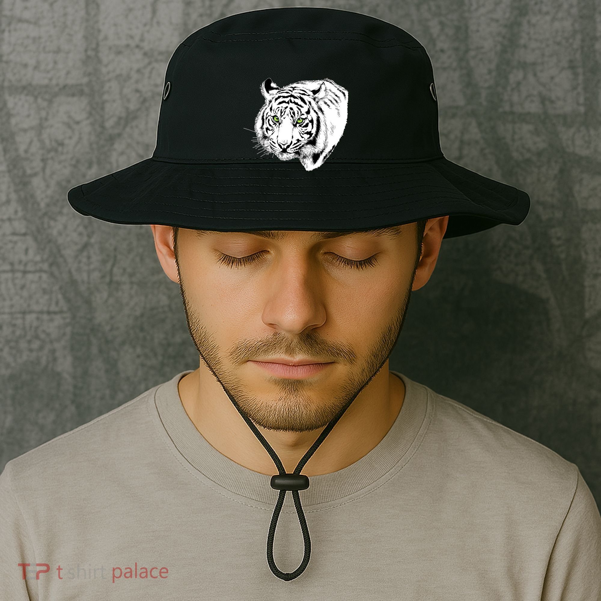 White Tiger Face Bucket Hat