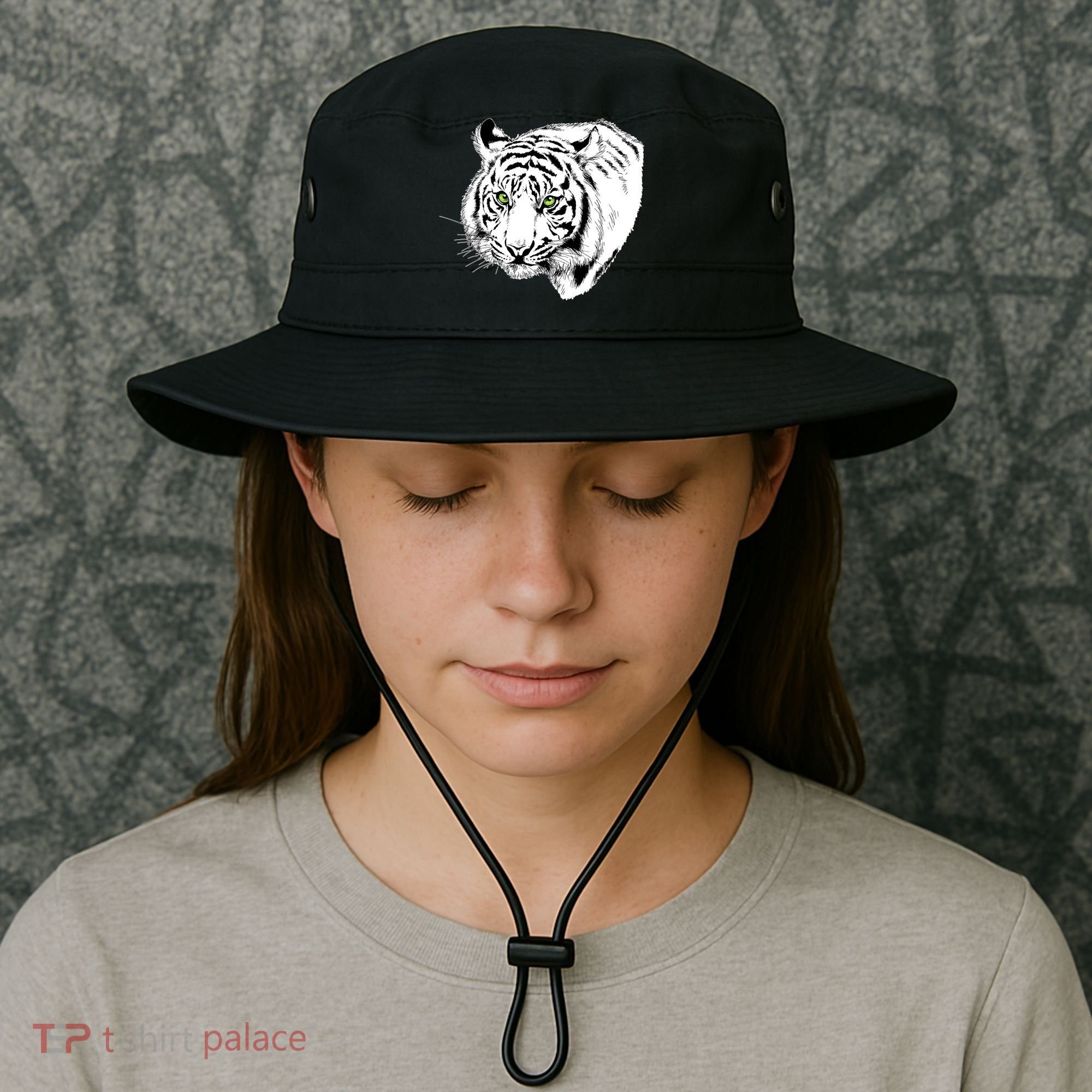 White Tiger Face Bucket Hat