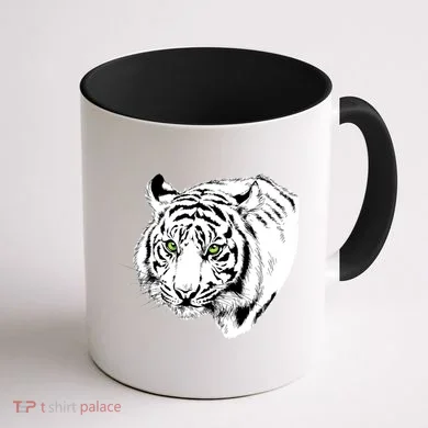 White Tiger Face Coffee Mug back