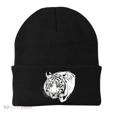 White Tiger Face Beanie