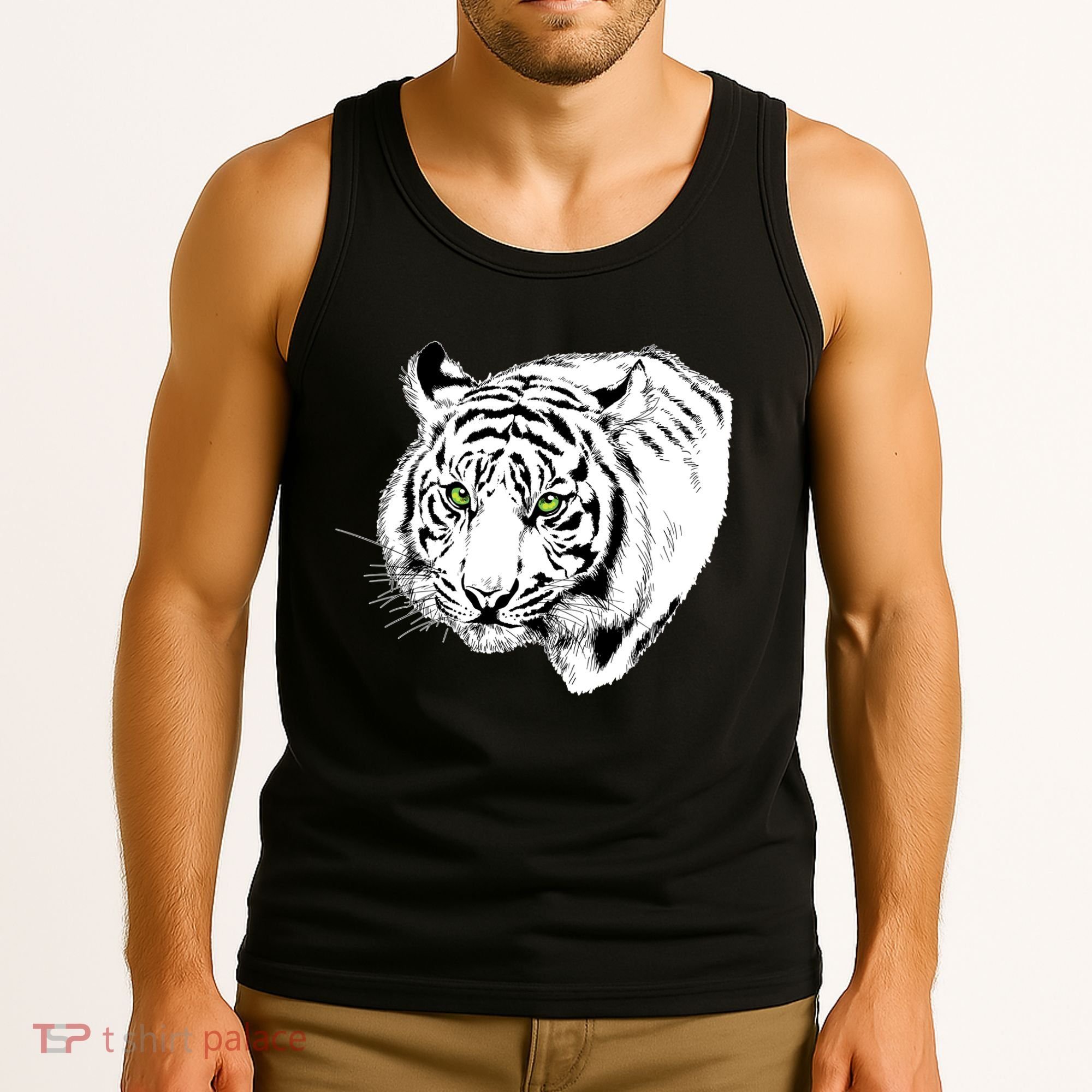 White Tiger Face Tank Top