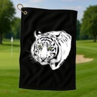 White Tiger Face Golf Towel thumb 1