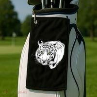 White Tiger Face Golf Towel thumb 2