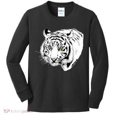 White Tiger Face Kids Long Sleeve Shirt