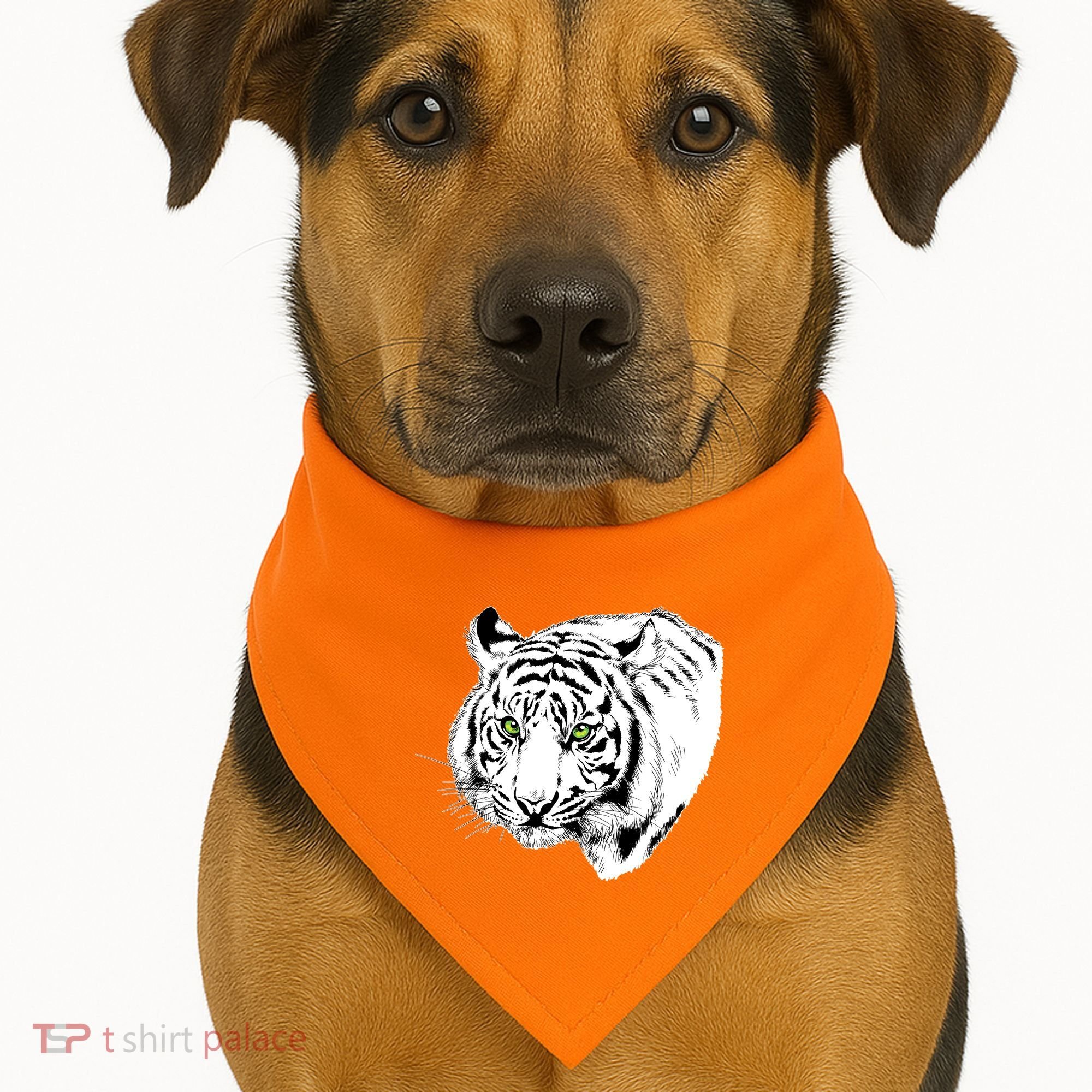 White Tiger Face USA-Made Doggie Bandana