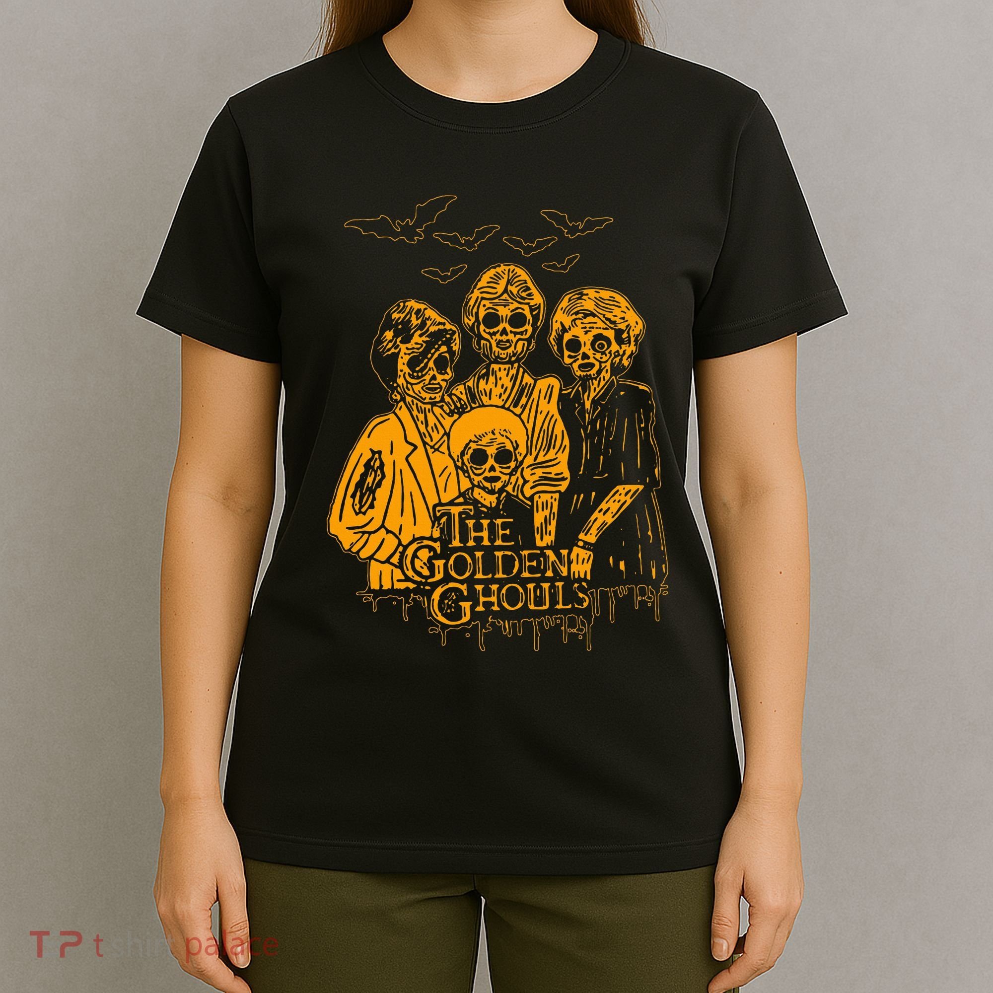 Women The Golden Ghouls Skeleton Bat Halloween Costumes T-Shirt