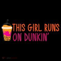 Womens This Girl Runs On Dunkin' Funny Essential Stripe Pom Pom Beanie thumb 2