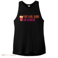 Womens This Girl Runs On Dunkin' Funny Essential Ladies PosiCharge Tri-Blend Wicking Tank thumb 0