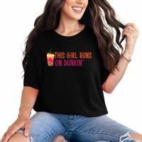 Womens This Girl Runs On Dunkin' Funny Essential Comfort Colors T-Shirt thumb 0