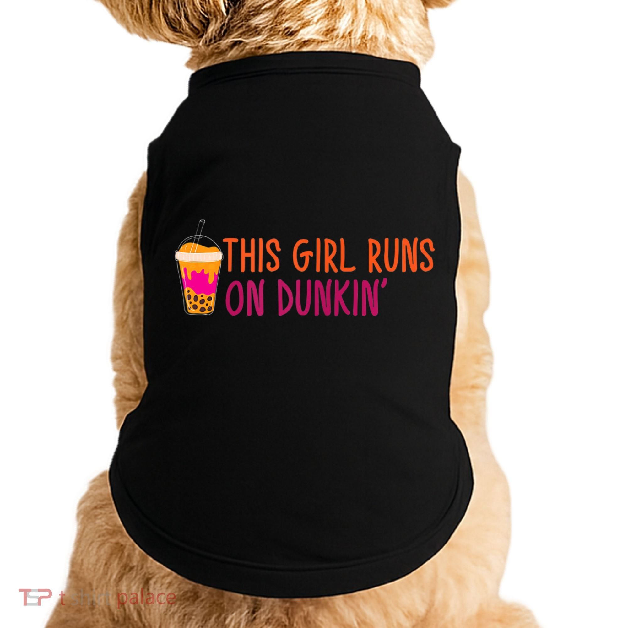 Womens This Girl Runs On Dunkin' Funny Essential Doggie Tank