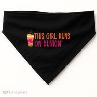 Womens This Girl Runs On Dunkin' Funny Essential USA-Made Doggie Bandana thumb 0
