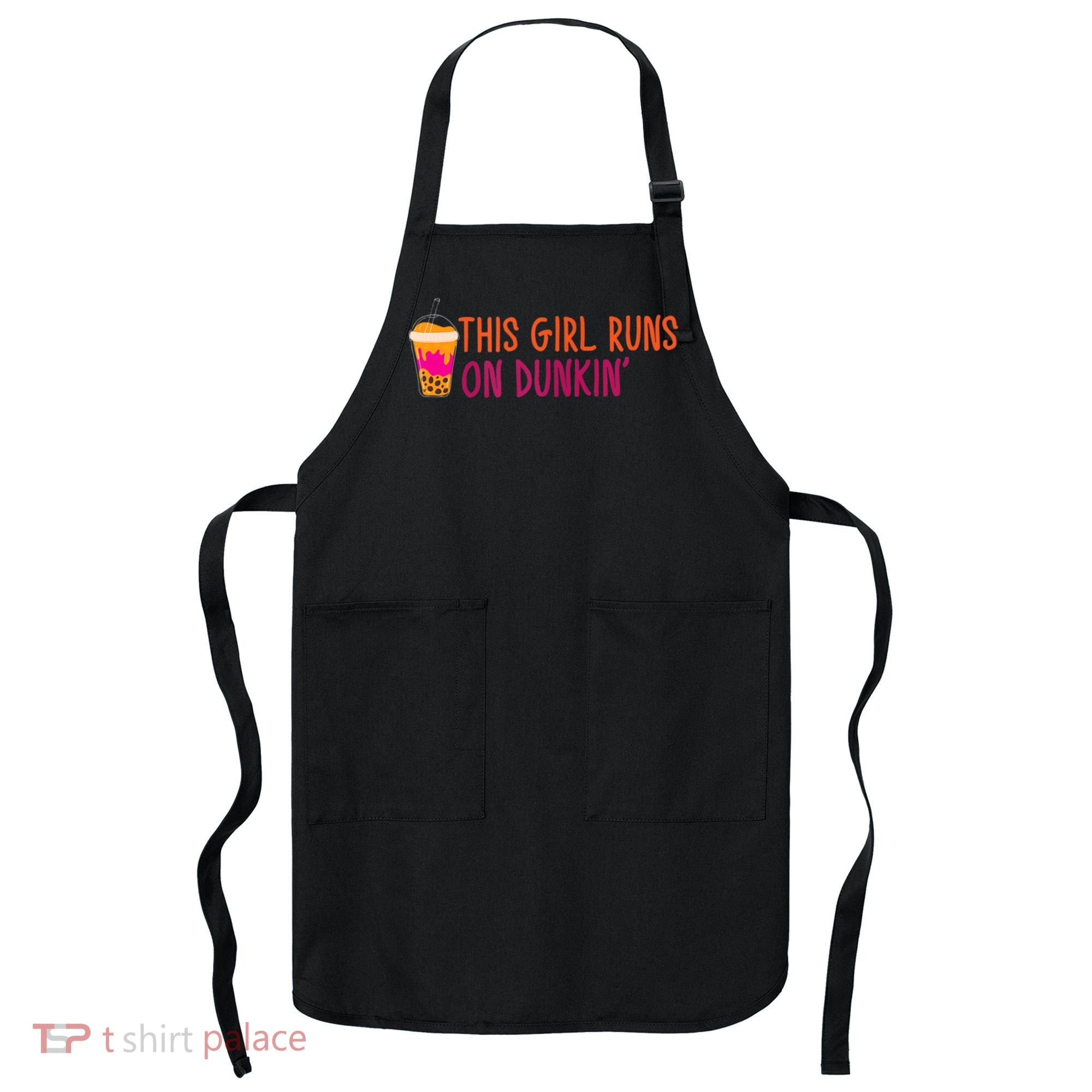 Womens This Girl Runs On Dunkin' Funny Essential Apron