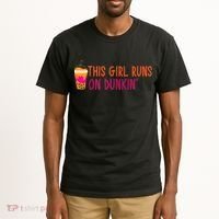 Womens This Girl Runs On Dunkin' Funny Essential Tall T-Shirt thumb 2