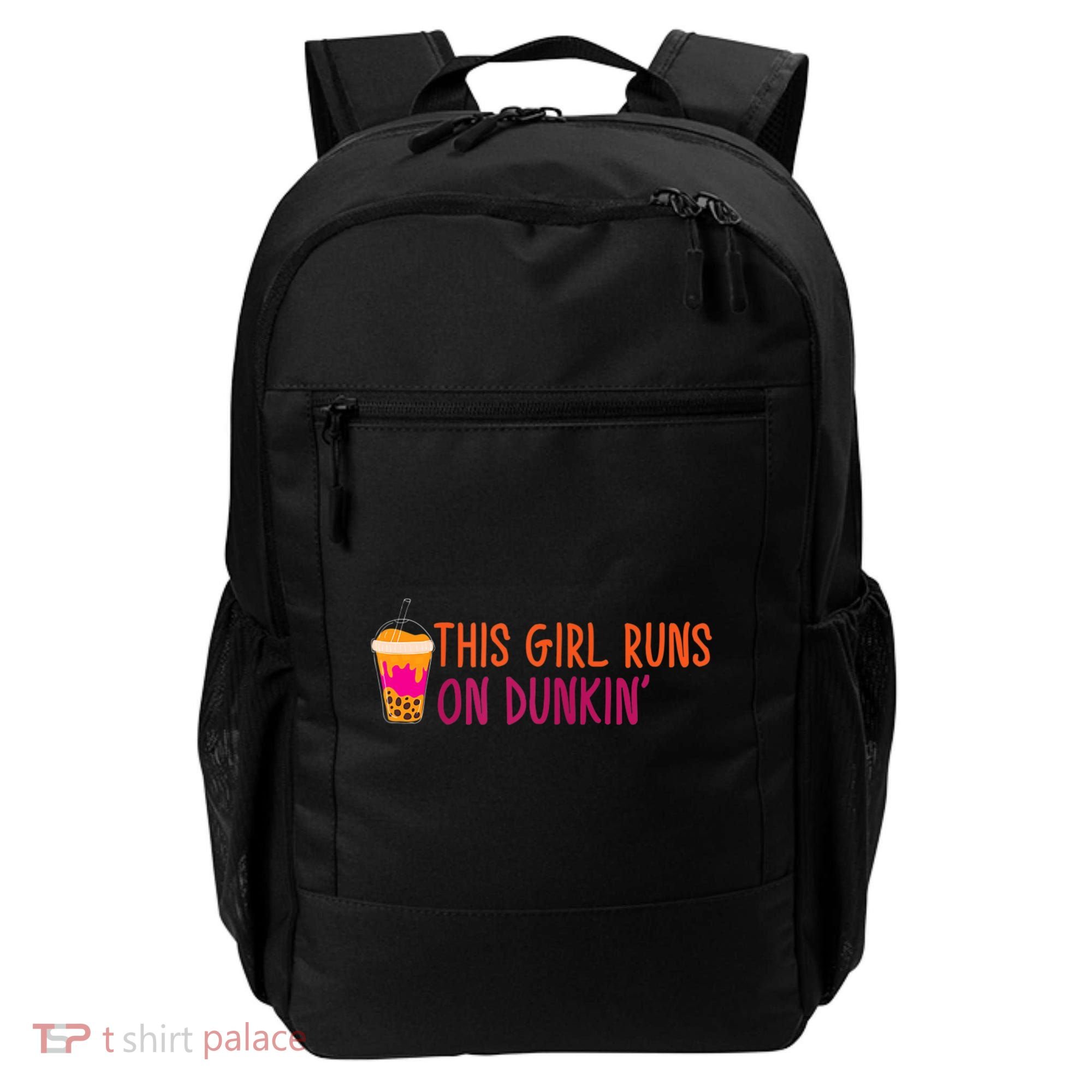 Womens This Girl Runs On Dunkin' Funny Essential Backpack