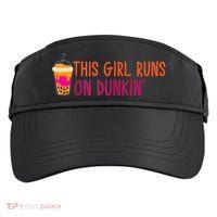 Womens This Girl Runs On Dunkin' Funny Essential Adult Drive Performance Visor thumb 0