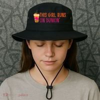 Womens This Girl Runs On Dunkin' Funny Essential Bucket Hat thumb 3
