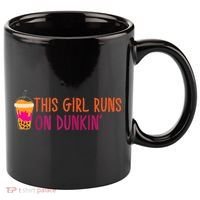 Womens This Girl Runs On Dunkin' Funny Essential 11oz C Handle Ceramic Mug thumb 0