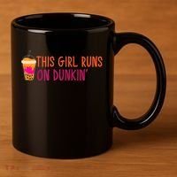 Womens This Girl Runs On Dunkin' Funny Essential 11oz C Handle Ceramic Mug thumb 3