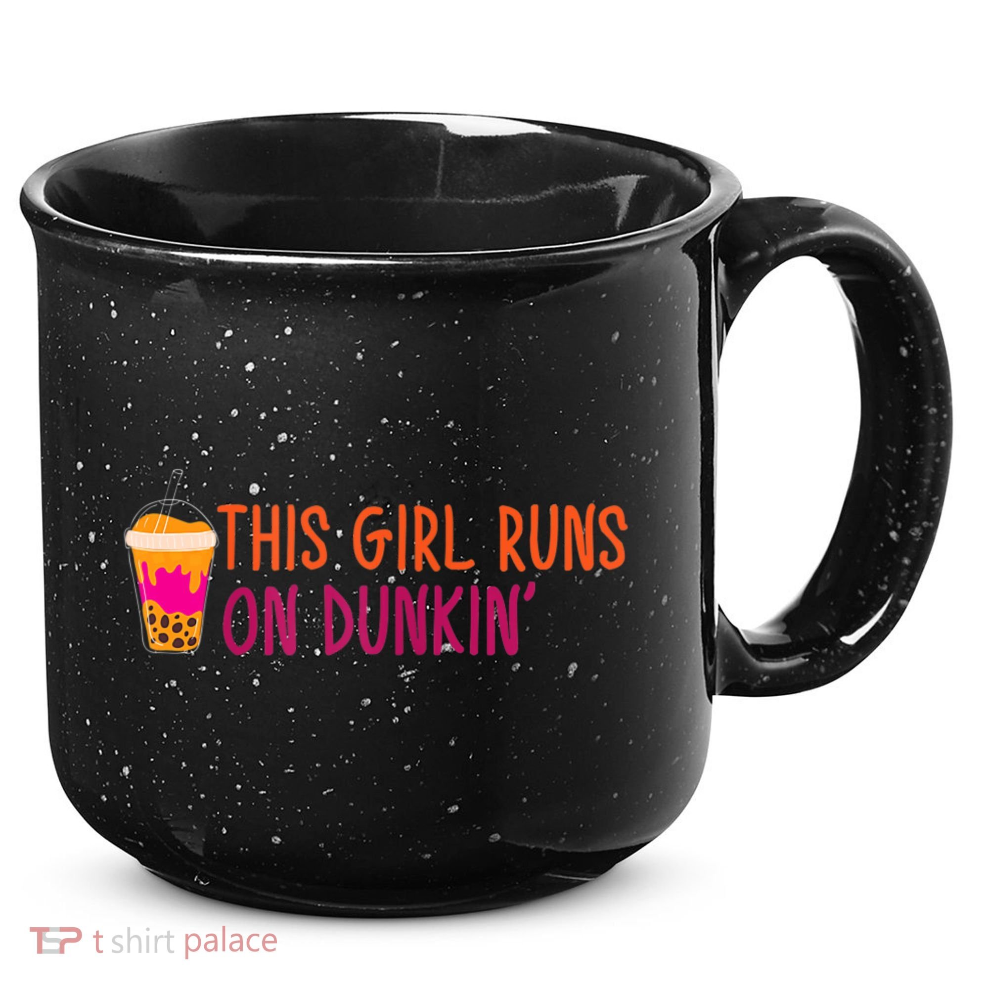 Womens This Girl Runs On Dunkin' Funny Essential 15oz Campfire Ceramic Mug