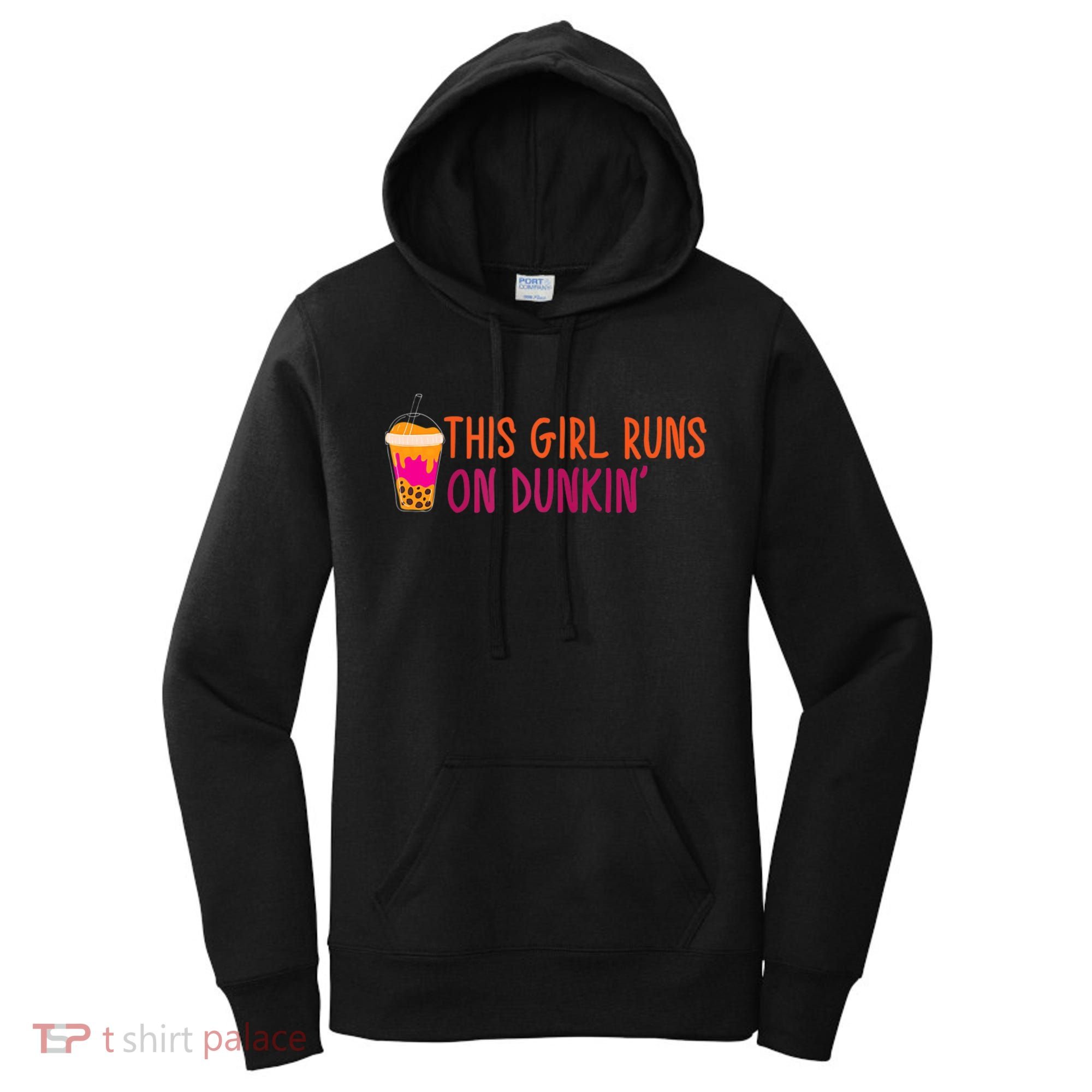 Womens This Girl Runs On Dunkin' Funny Essential Women's Hoodie