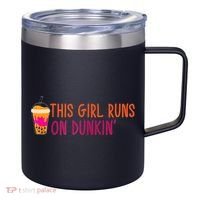 Womens This Girl Runs On Dunkin' Funny Essential 12oz Stainless Steel Coffee Mug thumb 0