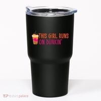 Womens This Girl Runs On Dunkin' Funny Essential Tumbler thumb 0