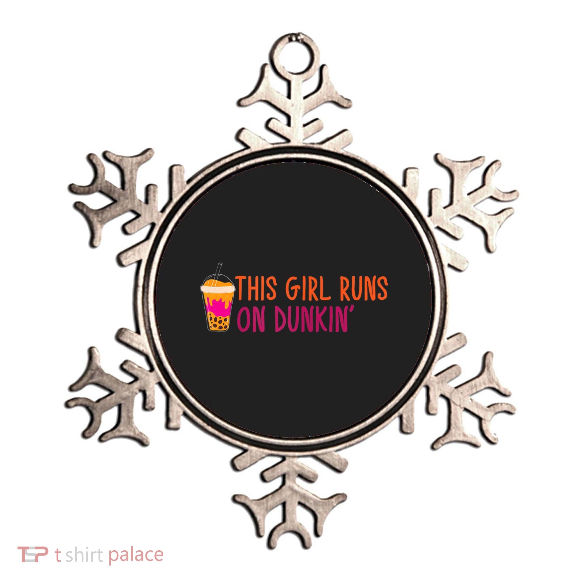 Womens This Girl Runs On Dunkin' Funny Essential Ornament