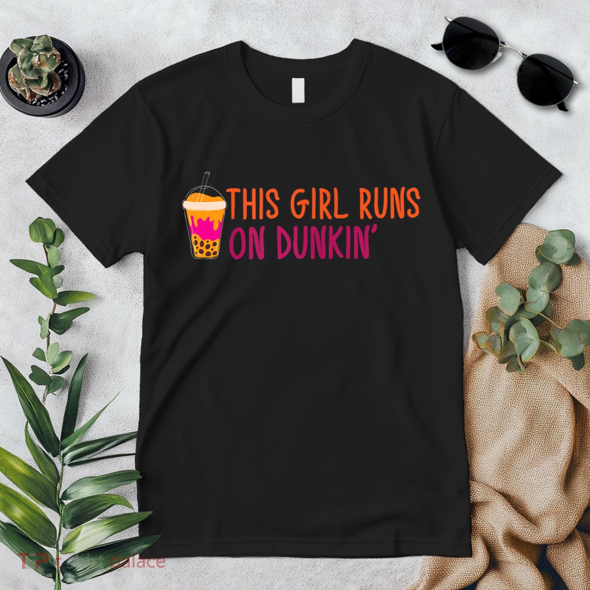 Womens This Girl Runs On Dunkin' Funny Essential Premium T-Shirt
