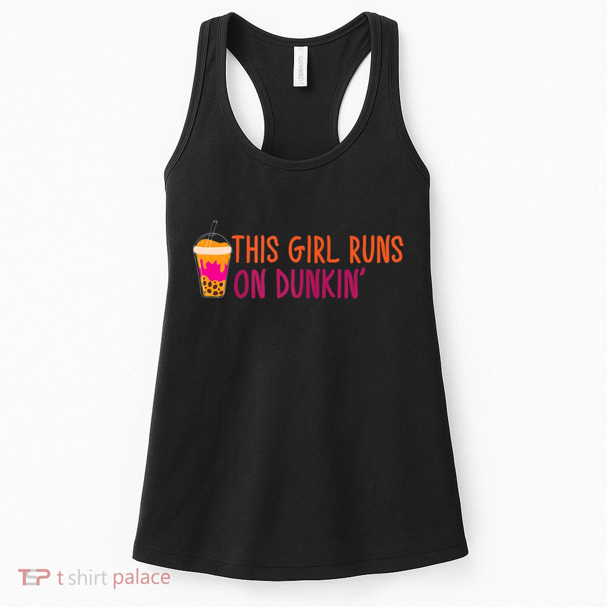 Womens This Girl Runs On Dunkin' Funny Essential Women's Tank Top