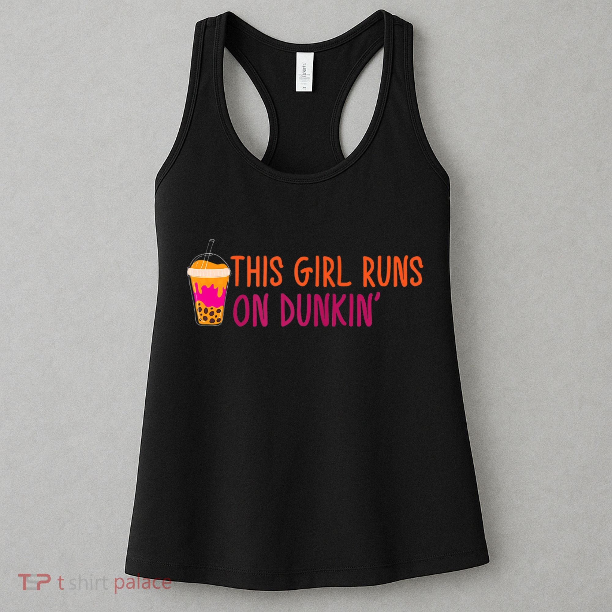Womens This Girl Runs On Dunkin' Funny Essential Women's Tank Top