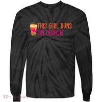 Womens This Girl Runs On Dunkin' Funny Essential Tie-Dye Long Sleeve Shirt thumb 0