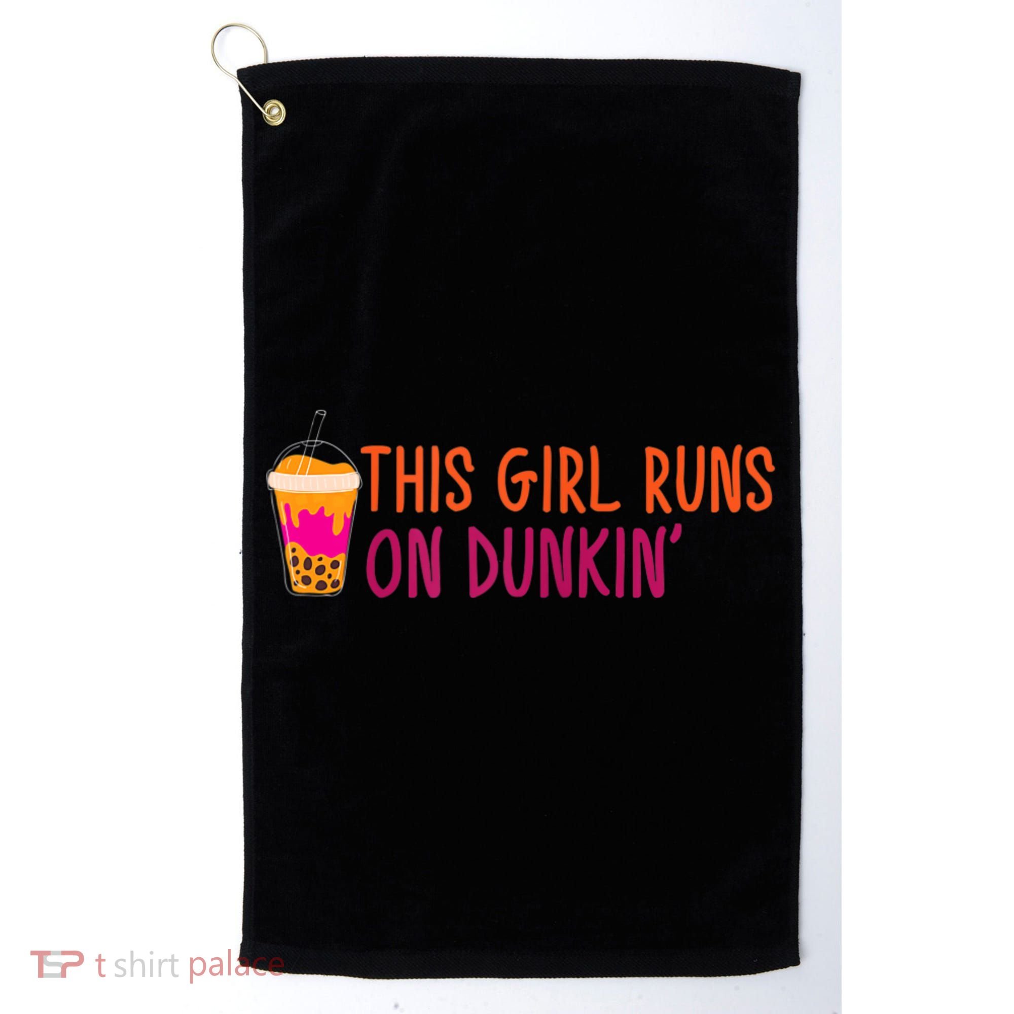 Womens This Girl Runs On Dunkin' Funny Essential Golf Towel