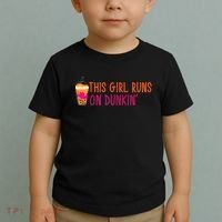 Womens This Girl Runs On Dunkin' Funny Essential Toddler T-Shirt thumb 2