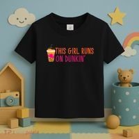 Womens This Girl Runs On Dunkin' Funny Essential Toddler T-Shirt thumb 3
