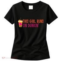 Womens This Girl Runs On Dunkin' Funny Essential Women's T-Shirt thumb 0