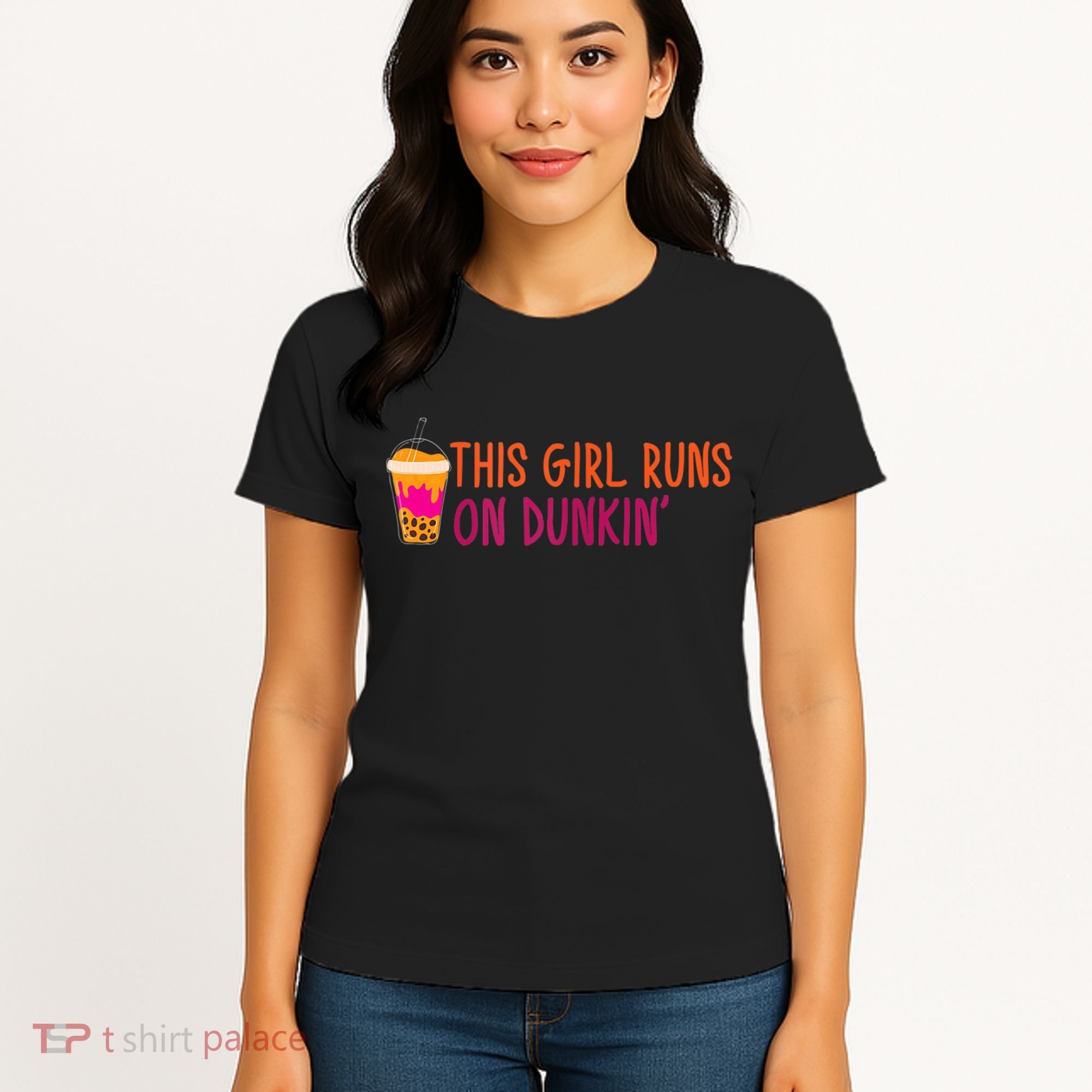 Womens This Girl Runs On Dunkin' Funny Essential Women's T-Shirt