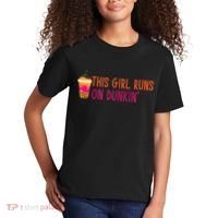 Womens This Girl Runs On Dunkin' Funny Essential Kids T-Shirt thumb 2