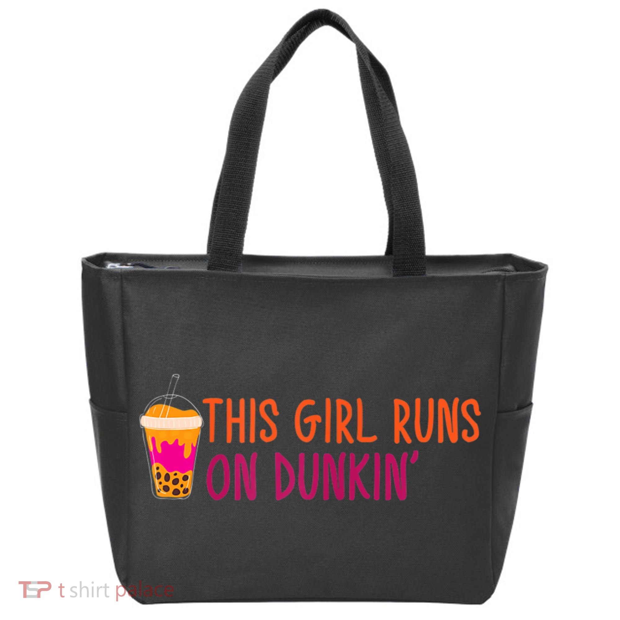 Womens This Girl Runs On Dunkin' Funny Essential Tote Bag