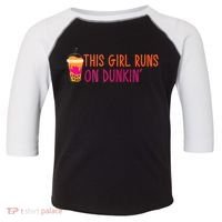 Womens This Girl Runs On Dunkin' Funny Essential Toddler Fine Jersey T-Shirt thumb 0