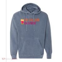 Womens This Girl Runs On Dunkin' Funny Essential Comfort Colors Garment-Dyed Hooded Sweatshirt thumb 0