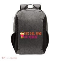 Womens This Girl Runs On Dunkin' Funny Essential Vector Backpack thumb 0