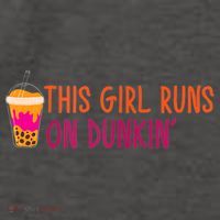 Womens This Girl Runs On Dunkin' Funny Essential Vector Backpack thumb 2