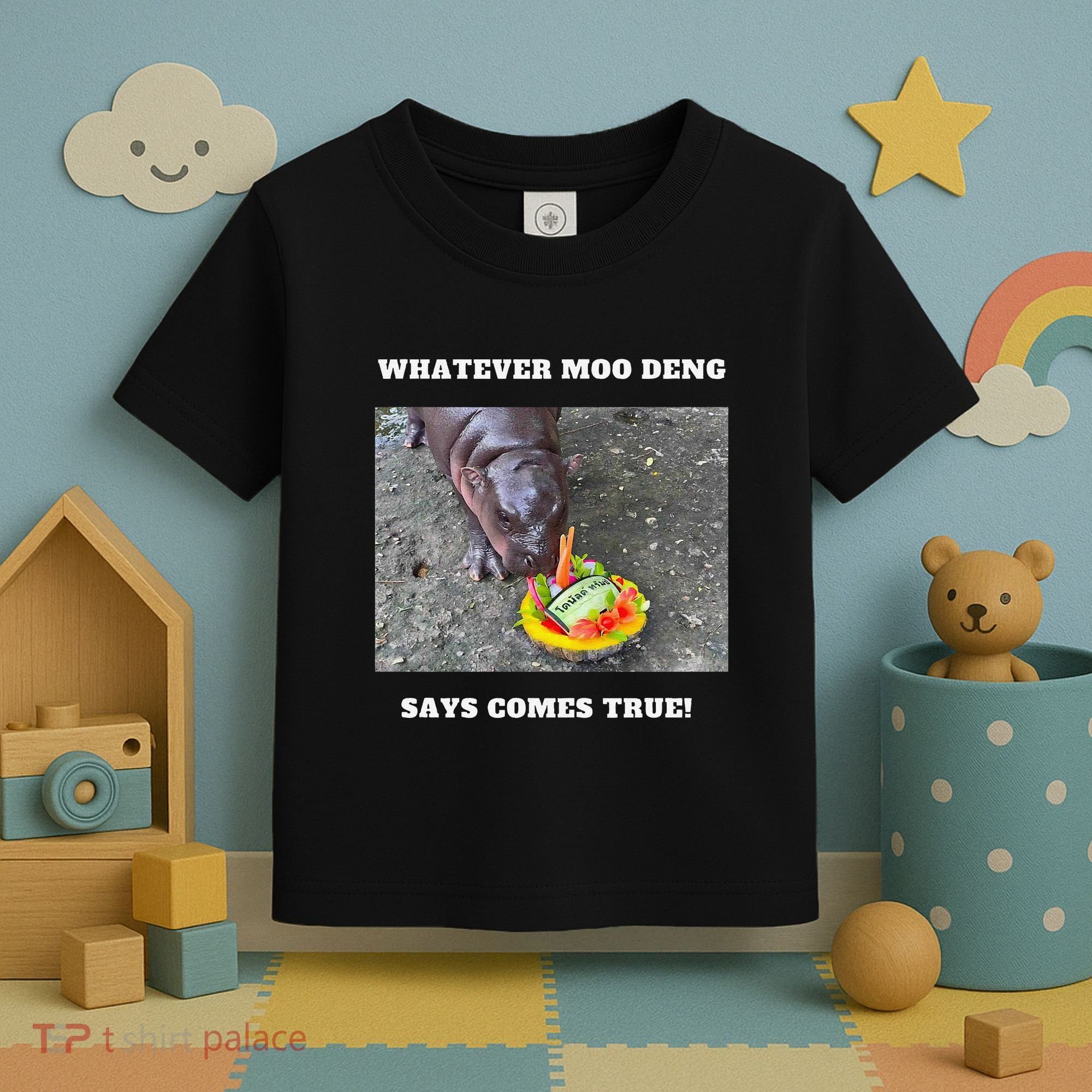 Won Thank God Trump Hippo Moo Deng Prediction Greatest Toddler T-Shirt