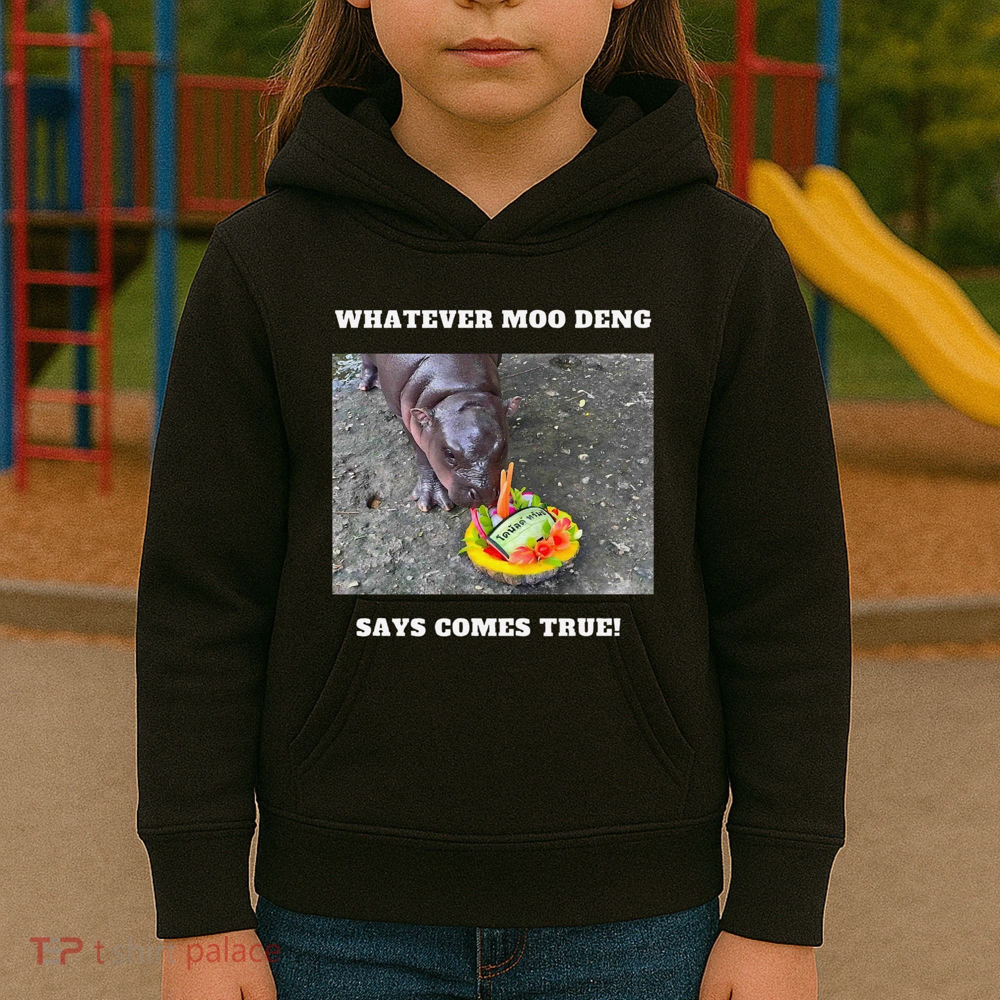 Won Thank God Trump Hippo Moo Deng Prediction Greatest Kids Hoodie